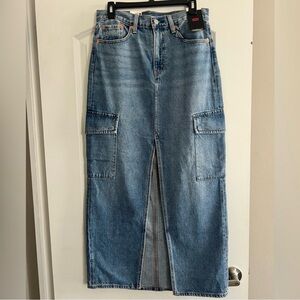 NWT Levi's Ankle Column Cargo Blue Denim Skirt